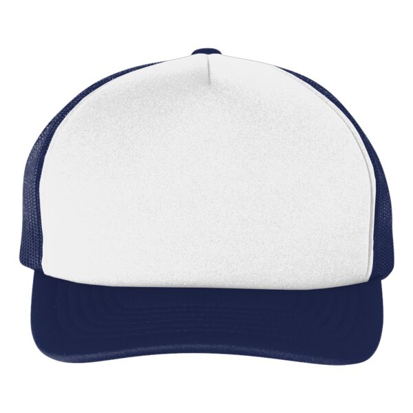 Adult Classics Curved Visor Foam Trucker Cap - White Front Panel Thumbnail